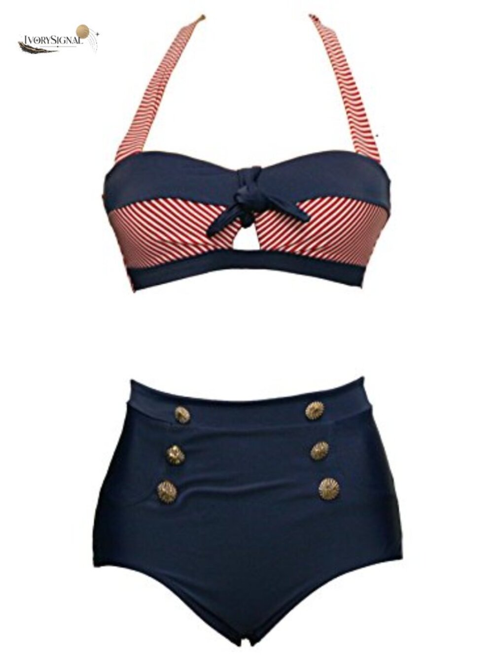 Women's Retro High Waisted Push Up Bikini Swimsuit Plus Size